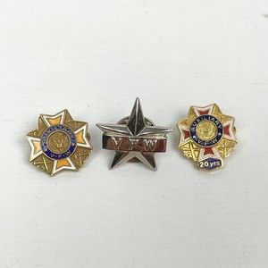 Set of 3 Vintage Ladies VFW Auxiliary Membership Pins Pinbacks Jewelry
